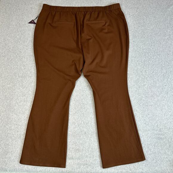 Ava & Viv Pull On Stretch Pant WMNS 3X Plus Brown High Rise Split Ankle Wide Leg - Picture 6 of 13